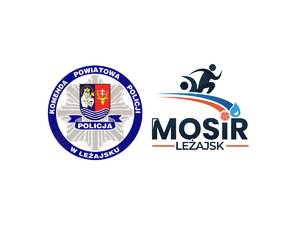 dwa logotypy - Komendy Powiatowej Policji w Leżajsku oraz MOSIR w Leżajsku