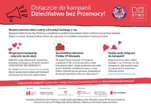 Plakat informacyjny kampanii &amp;quot;Dzieciństwo bez przemocy&amp;quot;