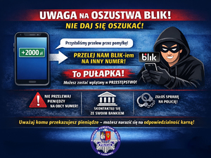 Grafika ostrzegająca przed oszustwami BLIK