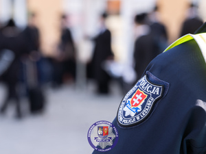 Zdjęcia przedstawiają przebieg pielgrzymki Chasydów do Leżajska. Na zdjęciach widoczni są umundurowani policjanci pełniący w tym czasie służbę.